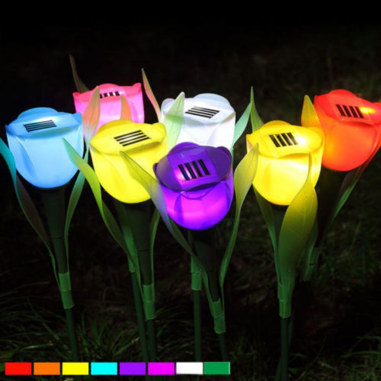 Tulipa colorida à prova d'água floresce luzes solares para gramado