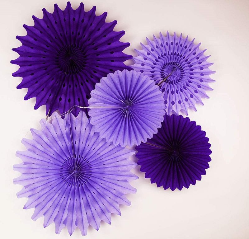 Círculo de festa de casamento pendurado em vários tamanhos de kit pom de papel roxo branco chinês