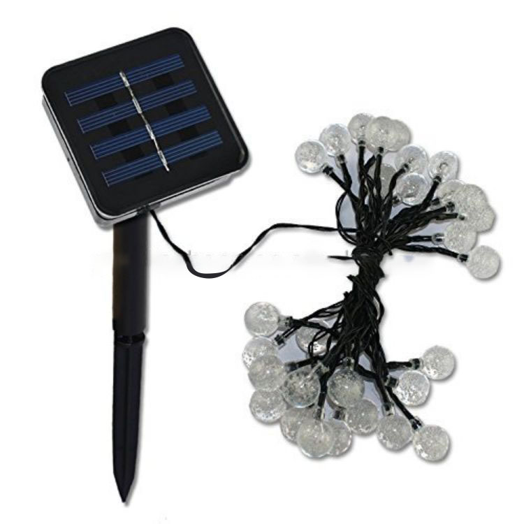 Ao ar livre à prova d'água 30 LED de alto brilho decorativo de Natal com bola de bolha transparente luzes de corda solares