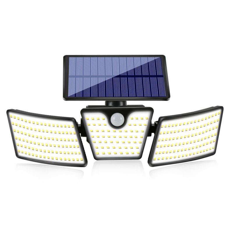 Sensor de movimento principal impermeável exterior IP65 3 265 LED luz de parede solar para pátio de alto lúmen