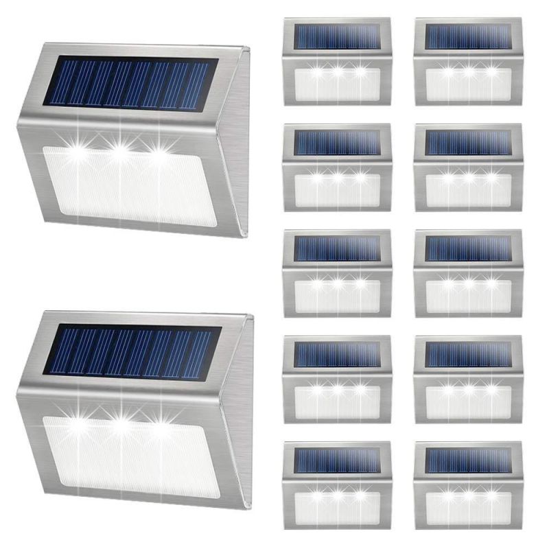 Luz solar impermeável exterior da parede da escada da cerca da etapa de 3 LED de aço inoxidável