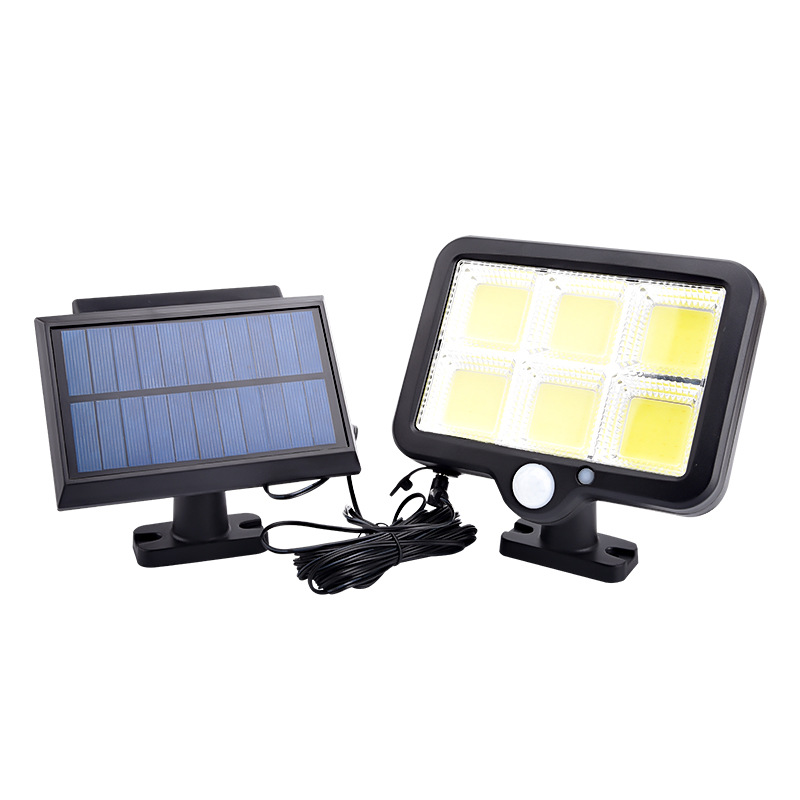 Holofote à prova d'água corpo dividido tipo segurança externa sensor movimento 150led luzes de parede solares